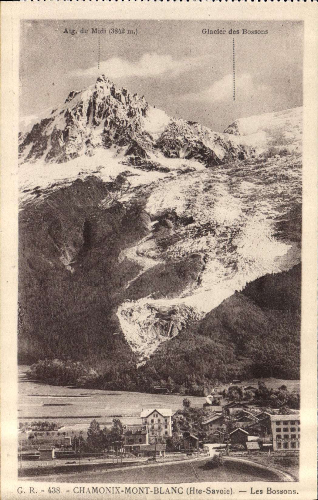 Aig. du Midi (3842 m.) — Glacier des Bossons — Chamonix-Mont-Blanc (Hte-Savoie) — Les Bossons — G.R. 438