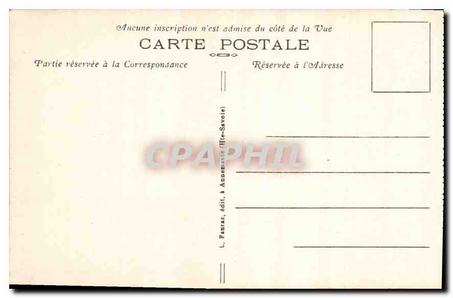 Chamonix-Mont-Blanc (Haute-Savoie) — Vue générale — L. Fauraz, édit. Annecy (Haute-Savoie) — Verso