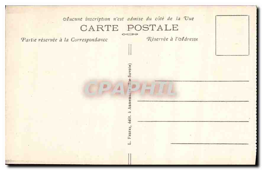 Chamonix-Mont-Blanc (Haute-Savoie) — vue panoramique des montagnes — L. Fauréz, édit. Annemasse (Haute-Savoie) n° 902 — Verso