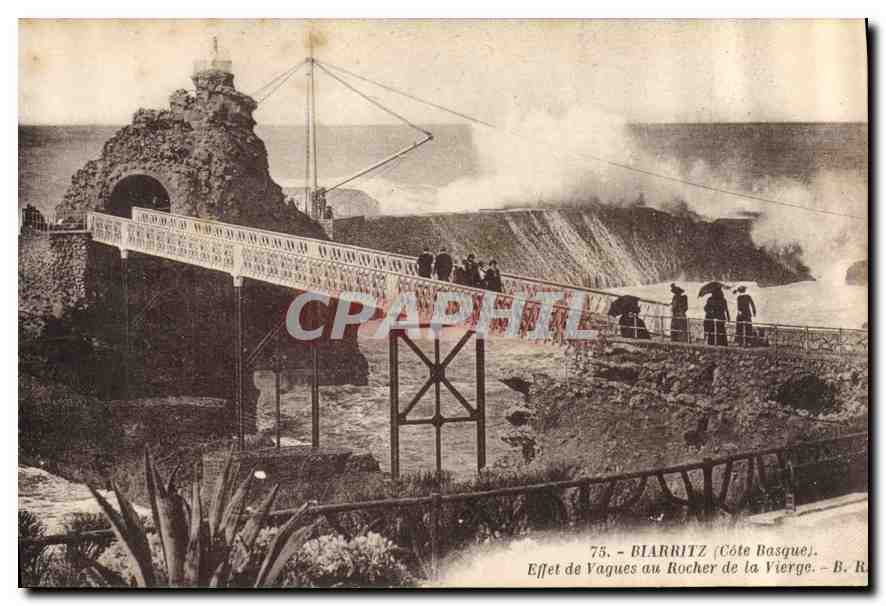 CPA Biarritz Cote Basque Effet de Vagues au Rocher de la Vierge 