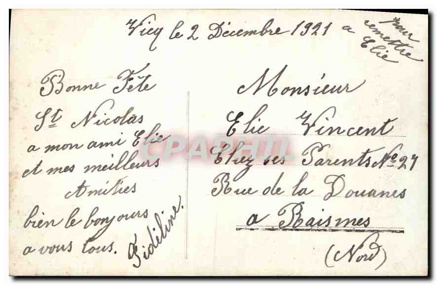 CPA Bonne Fete  — Rückseite