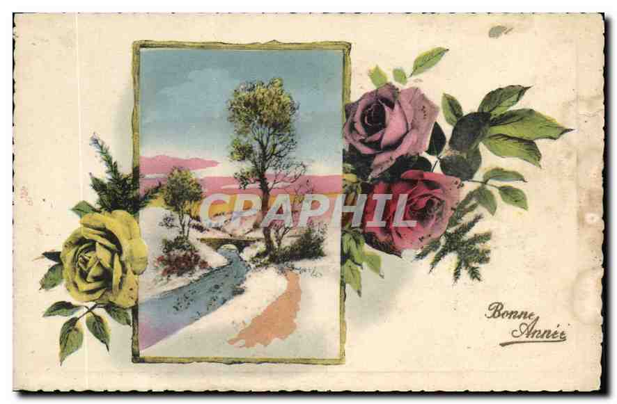 CPA Bonne Annee Fleurs