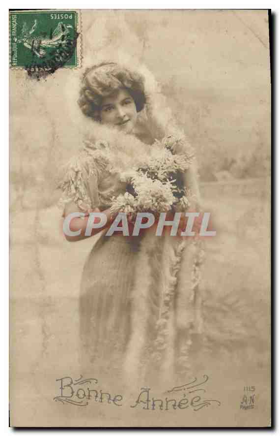 CPA Bonne Annee Femme