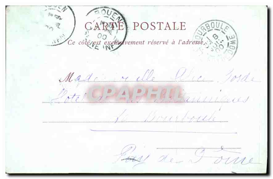 CPA Un Passage Risque Consuelo Fould — Rückseite