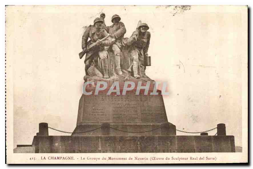 CPA La Champagne Le Groupe du Monument de Navarin oeuvre du Sculpteur Real del Sarie 