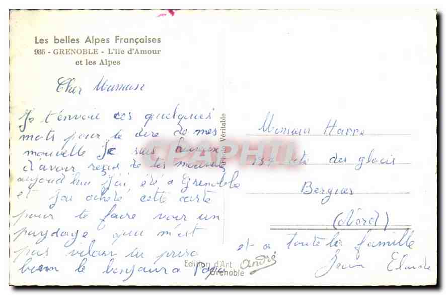 Les belles Alpes Françaises — Grenoble et les Alpes — Édition d'Art Grenoble — Rückseite