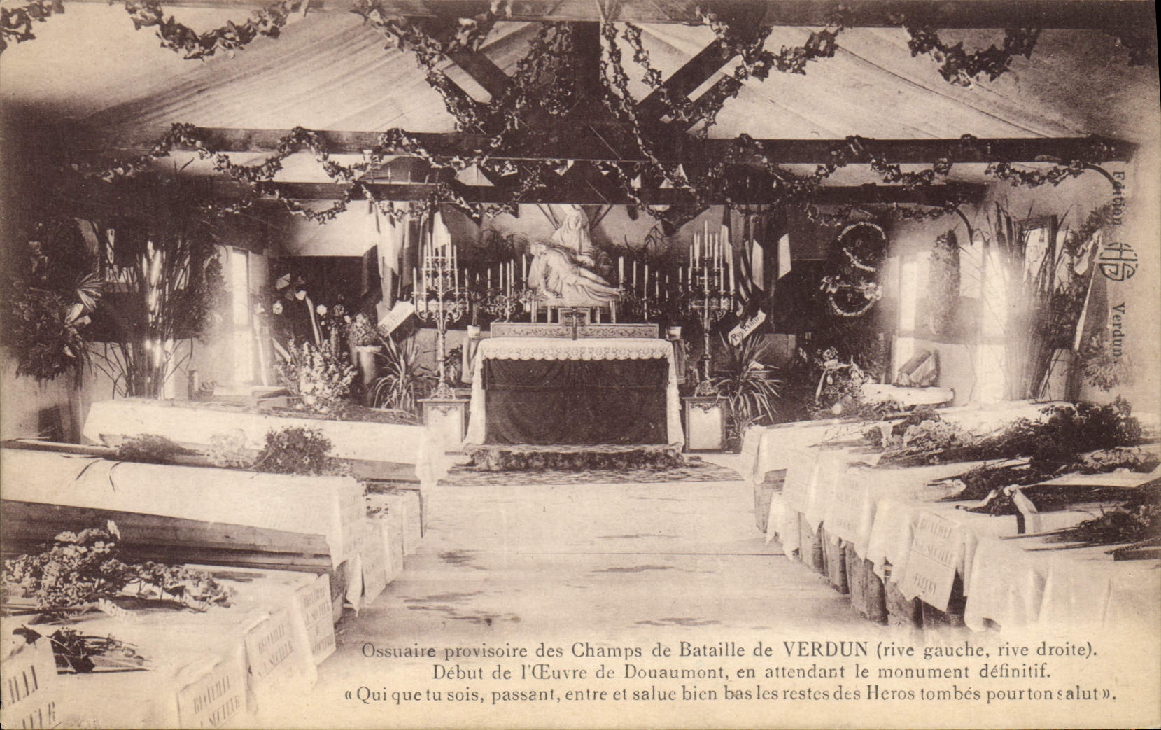 CPA Ossuaire provisoire des Champs de Bataille de Verdun rive gauche rive droite 