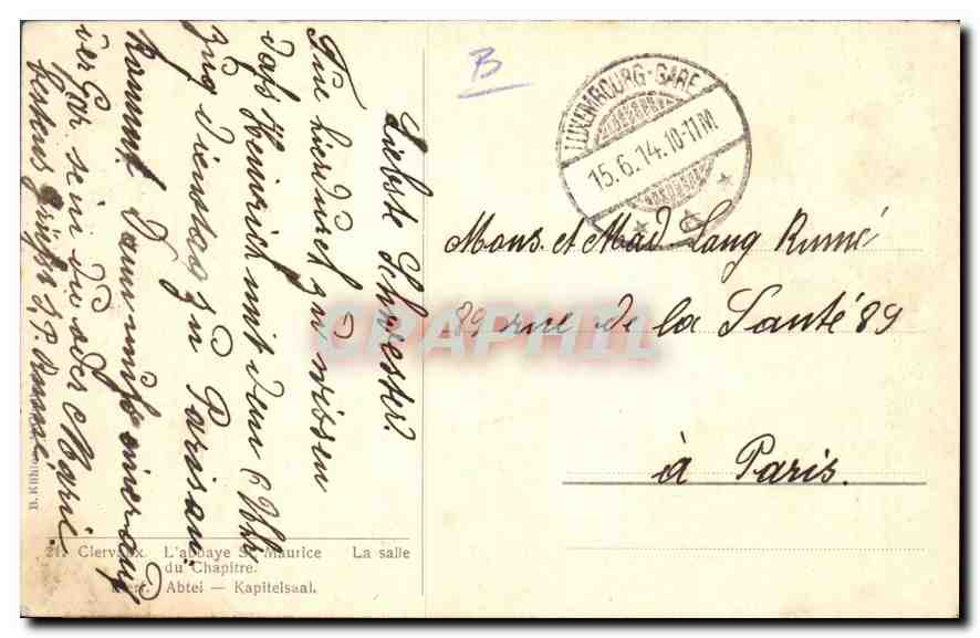 CPA Clervaux L'Abbaye St Maurice la salle du Chapitre  — Rückseite