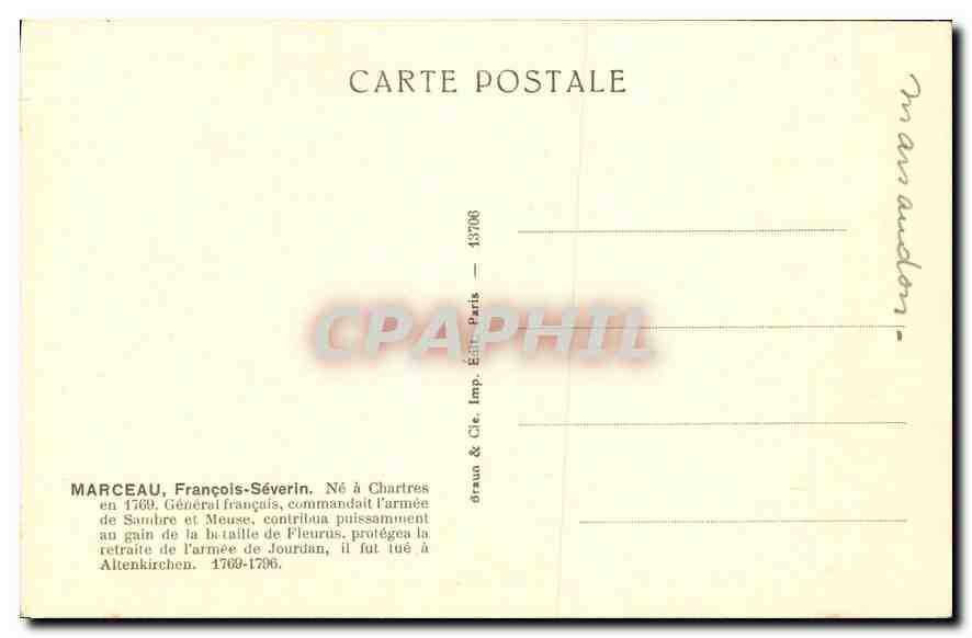 CPA Marceau 1769 1796  — Verso