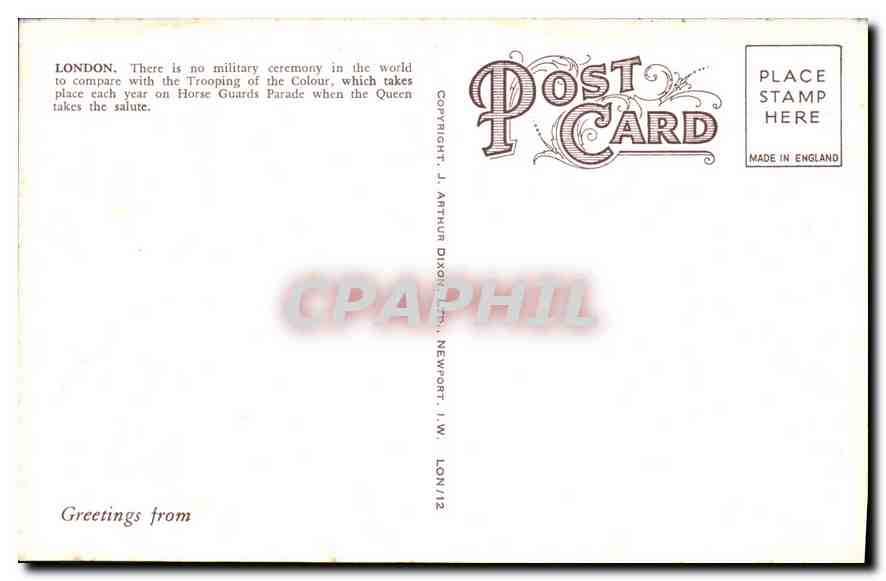 CPA London Trooring The Colour Militaria — Verso
