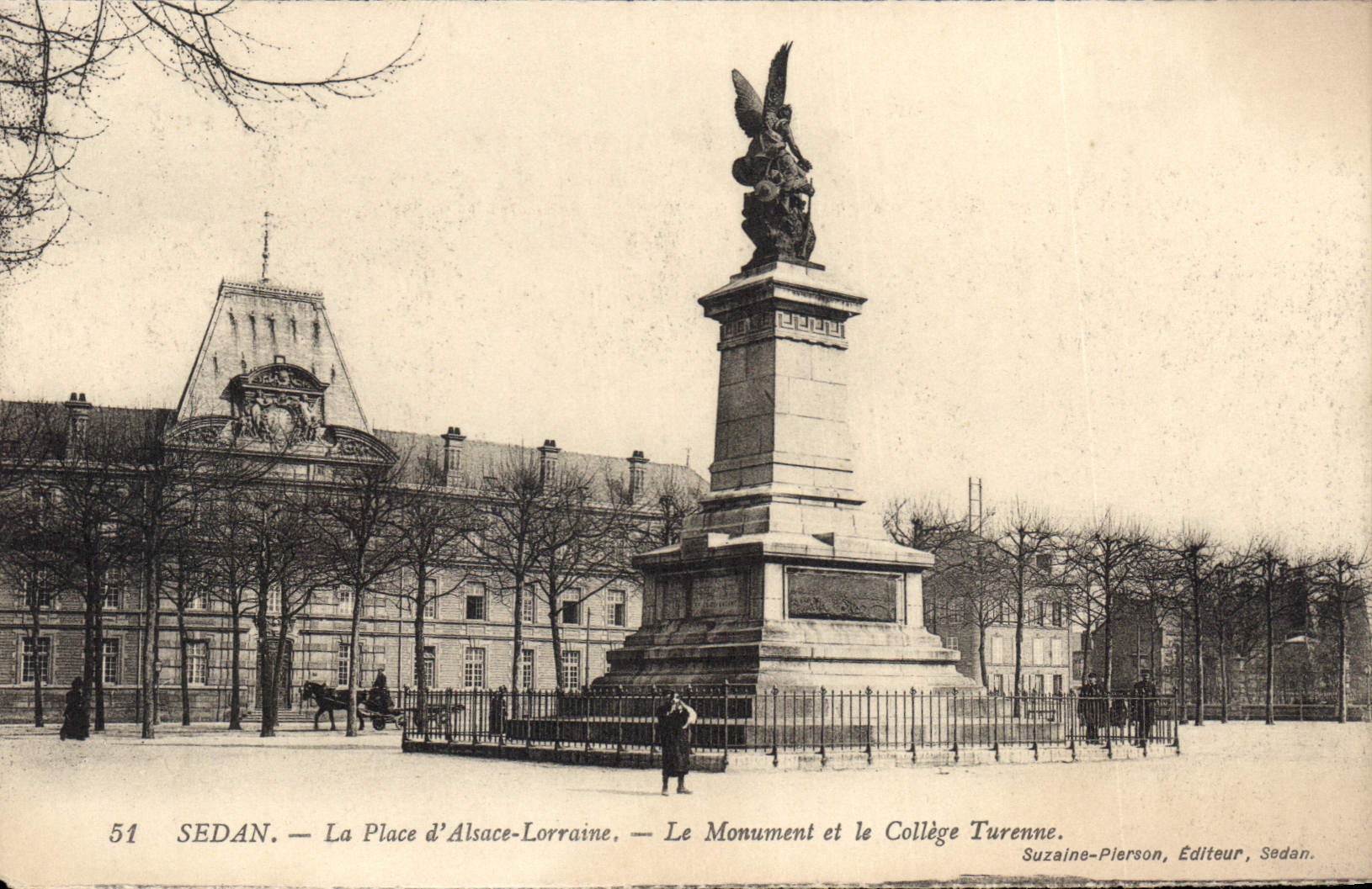 CPA Sedan La Plage d'Alsace Lorraine Le Monument et le College Turenne 
