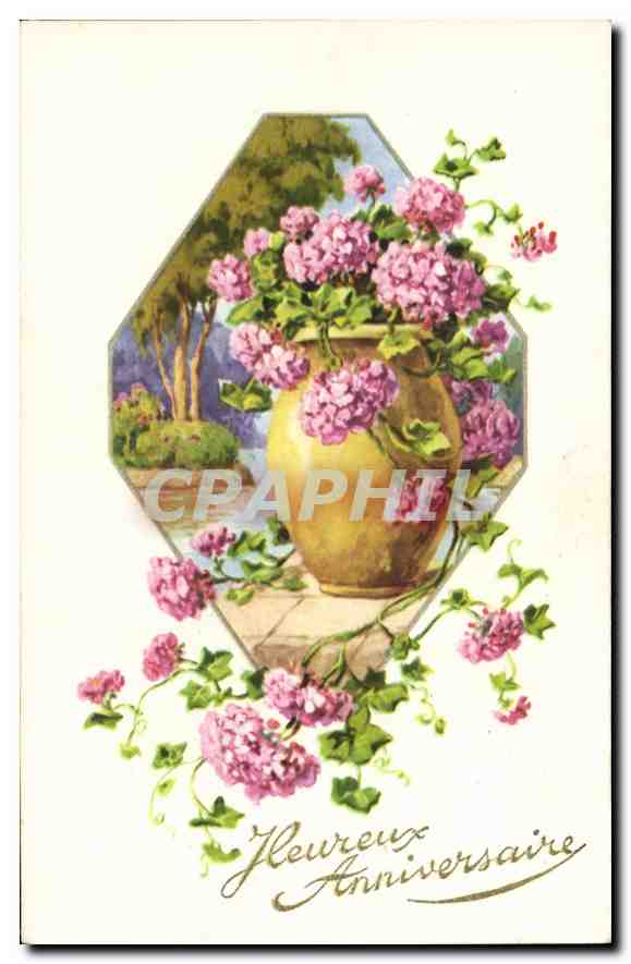 Fleurs dans un vase — Anniversaire — sans éditeur ni numéro visible