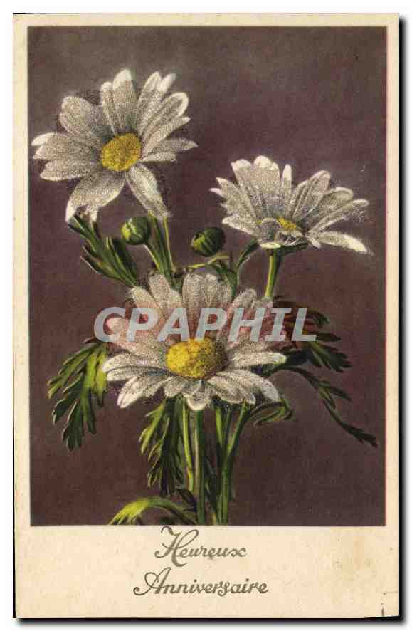 CPA Heureux Anniversaire Fleurs