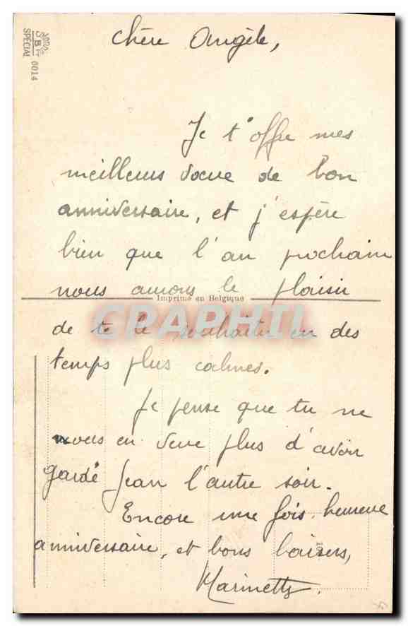 CPA Heureux Anniversaire Fleurs — Verso