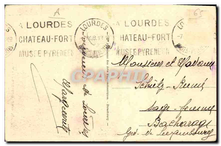 CPA Lourdes La Vierge de la Grotte  — Verso