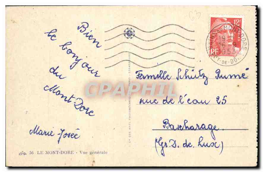 CPA Le Mont Dore Vue generale  — Rückseite