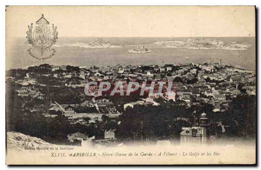 CPA Marseille Notre Dame de la Garde a l'Ouest le Golfe et les Iles 