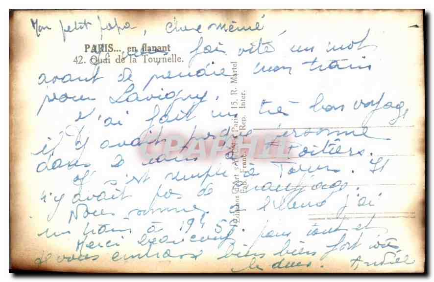 CPA Paris en flanant Quai de la Tournelle  — Verso