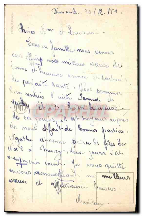 CPA Bonne Annee  — Verso