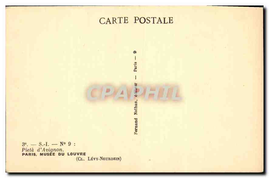 CPA Pieta d'Avignon Paris Musee du Louvre  — Rückseite