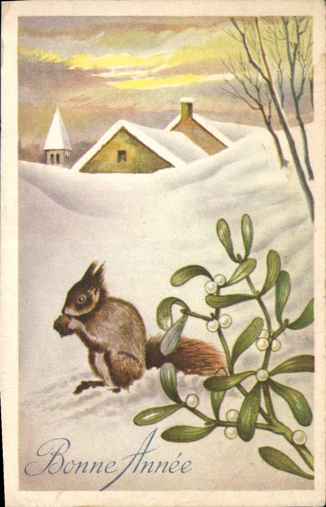 CPA Bonne Annee Ecureuil