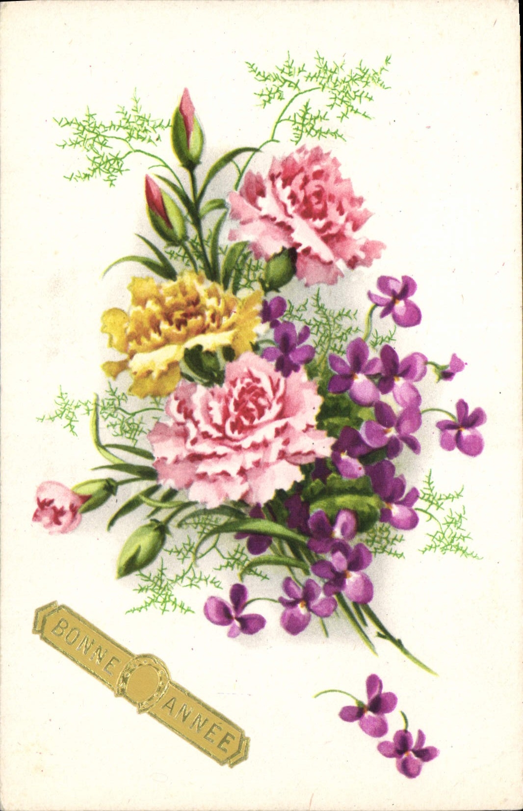 CPA Bonne Annee Fleurs