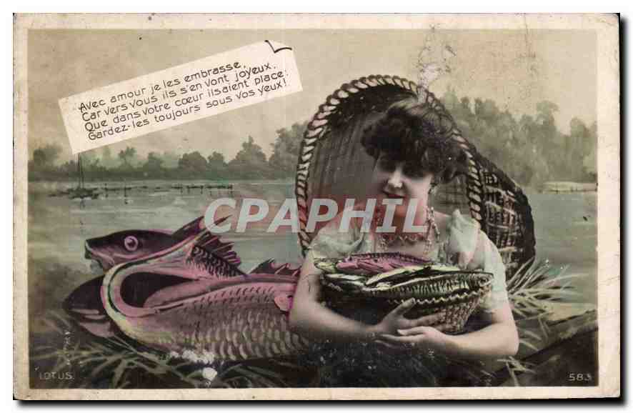 Frau mit einem Fischkorb — Verlag LOTUS, Nr. 583