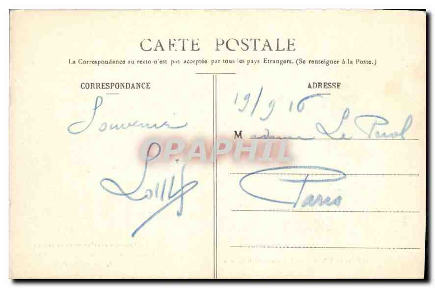 Adoption des Orphelins de la Mer — Nouvelles du Fils Marin — Tableau de G. Cederlund — Éditeur : 5, Rue Bayard, Paris — Verso