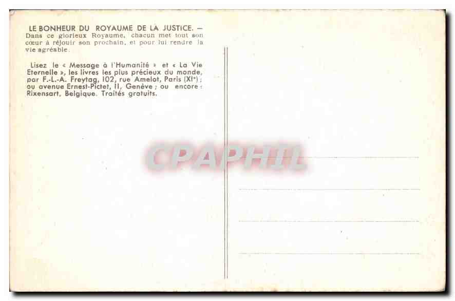CPA Le bonheur du Royaume de la Justice  — Rückseite