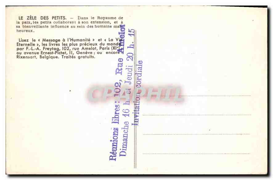 CPA Le Zele des petits Le zele pour la bonne cause  — Rückseite