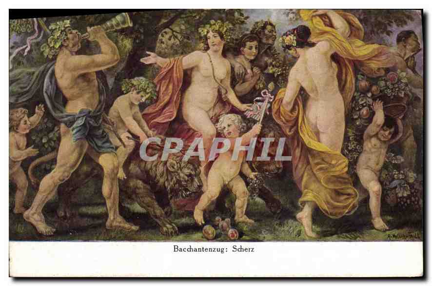 CPA A v Molnar Trill Bacchantenzug Scherz Lion Molnar Trill