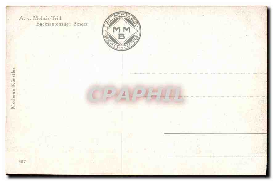 CPA A v Molnar Trill Bacchantenzug Scherz Lion Molnar Trill — Verso