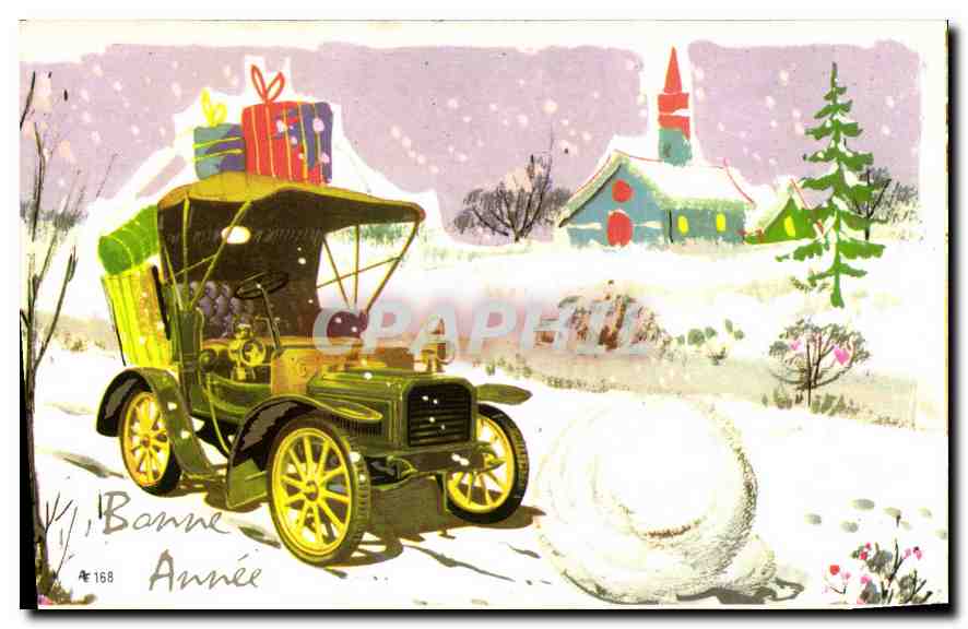 CPA Bonne Annee Automobile
