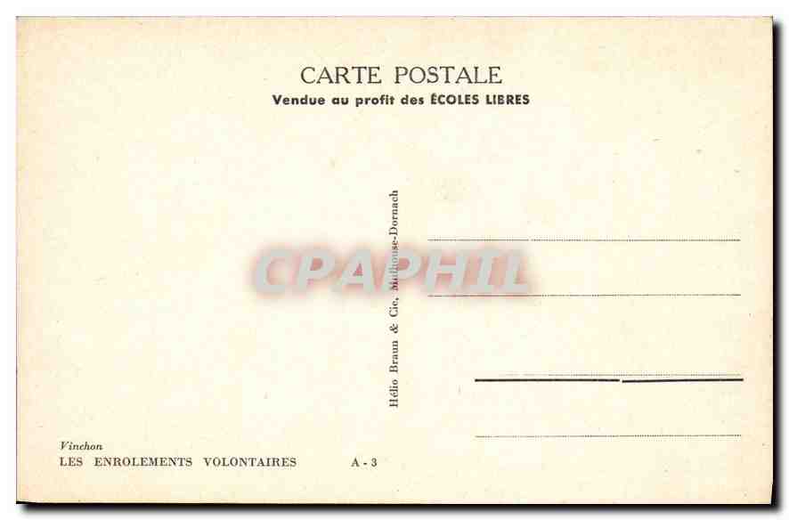 CPA Vinchon Les Enrolements Volontaires  — Verso