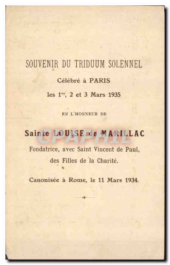 Image Sainte Louise de Marillac Priez pour nous Militaria Enfant — Rückseite