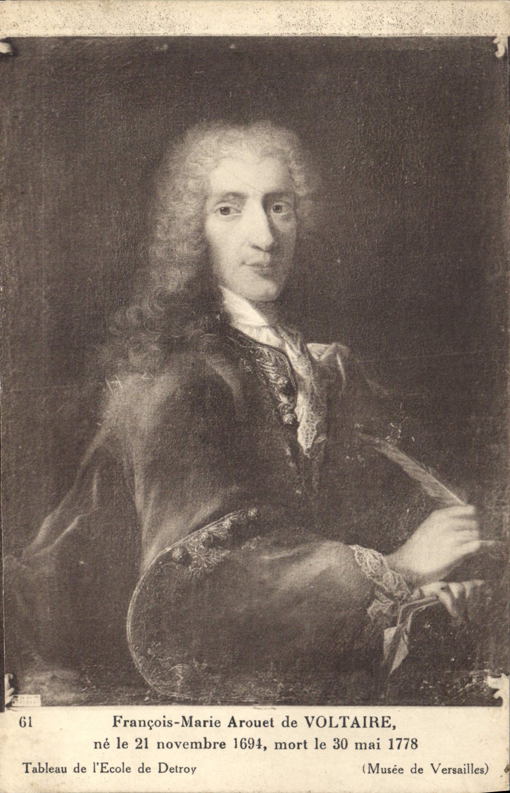 Voltaire — Portrait — Gemälde der Schule von Detroy, Museum von Versailles