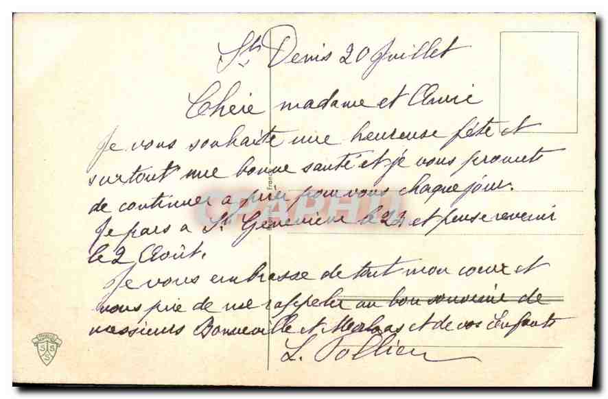 CPA Fantaisie Fleurs — Rückseite