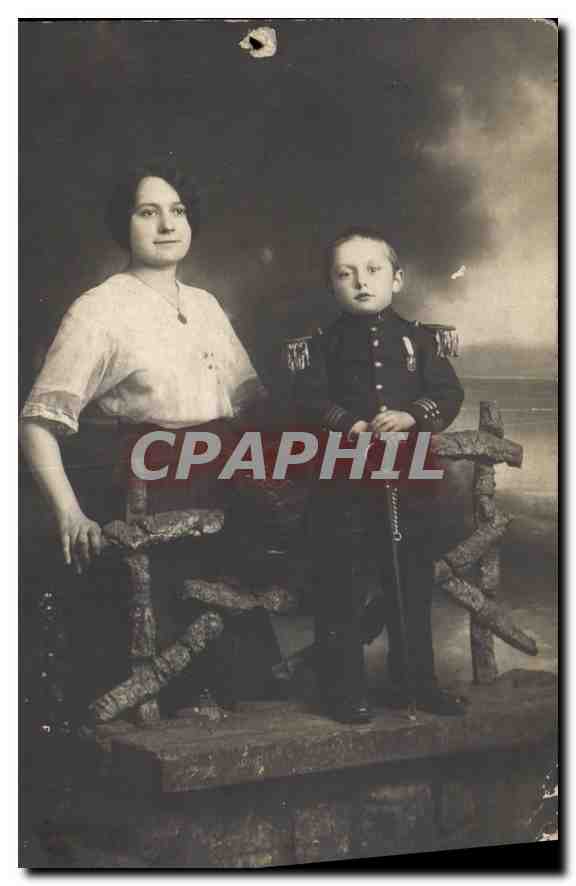 CARTE PHOTO Femme Enfant Soldat Militaria