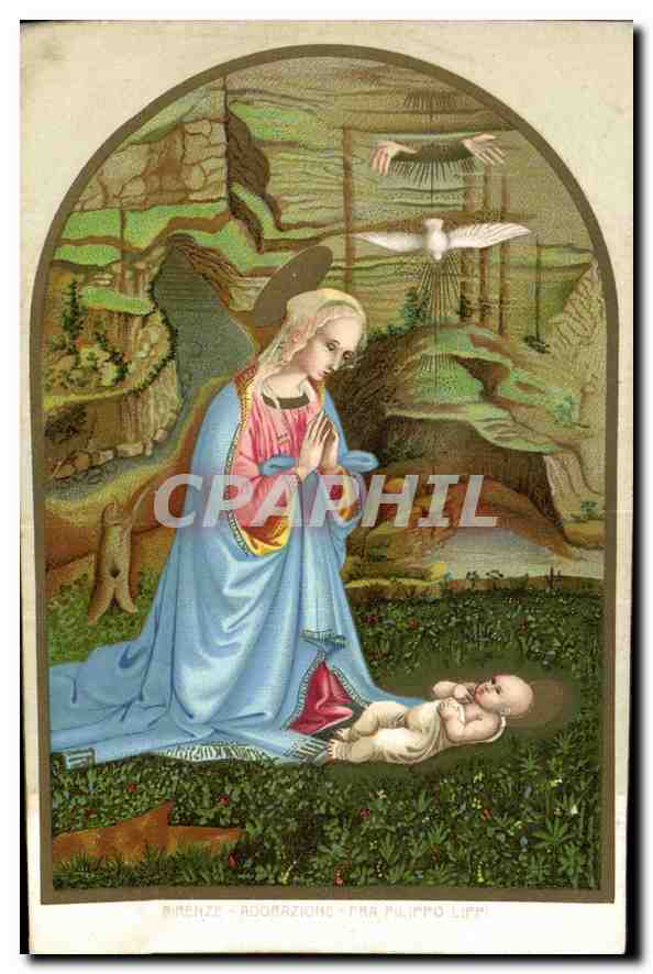 Adoration - Fra Filippo Lippi — reproduction d'une œuvre de l'artiste florentin — éditée par E. Sborgi, Florence - Anverso