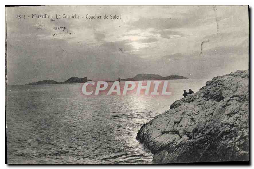 CPA Marseille La Corniche Coucher de Soleil 