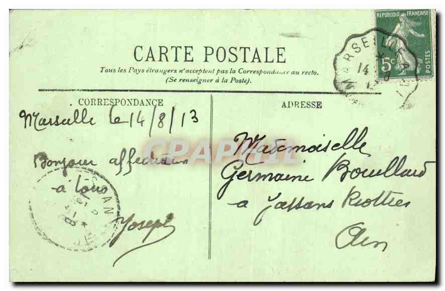 CPA Soleil couchant a Marseille  — Verso