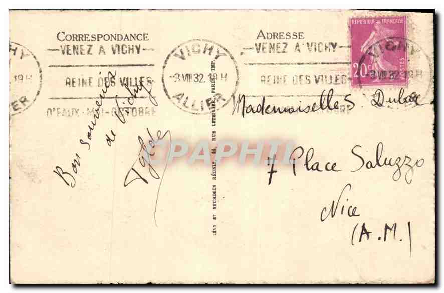 CPA Vichy Les Corbeilles du Vieux Parc  — Verso