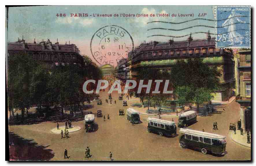 CPA Paris L'Avenue de l'Opera prise de l'Hotel du Louvre 