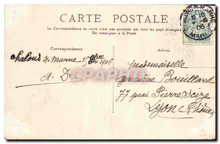CPA Chalons sur Marne Barrage sur la Marne  — Verso