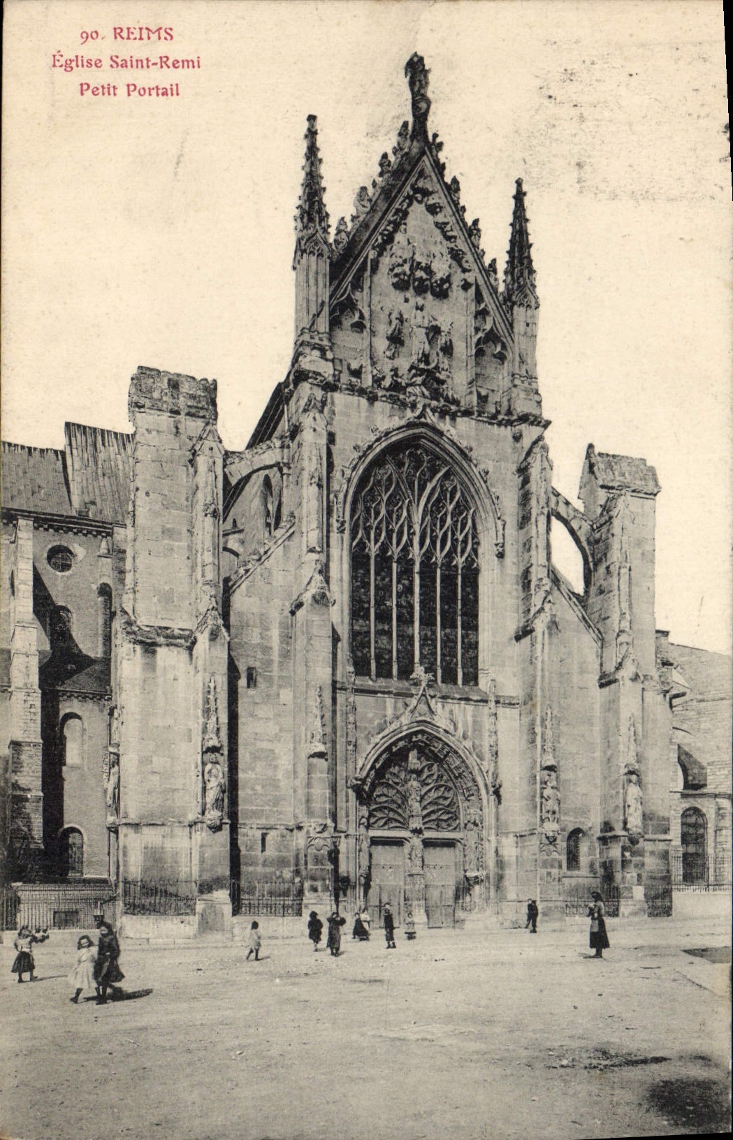 CPA Reims Eglise Saint Remi Petit Portail 