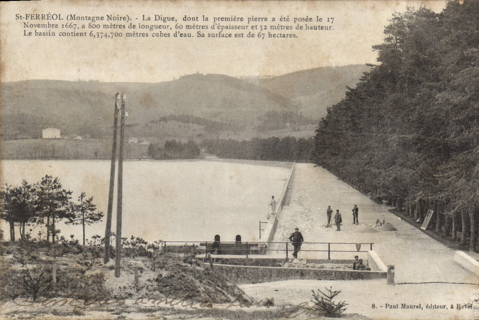 St-FERRÉOL (Montagne Noire) — La Digue et le bassin — Paul Maurel, éditeur à Revel, n°8