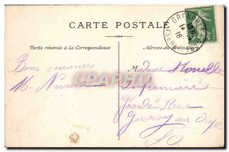 CPA Grenoble Vue Generale et les Alpes  — Verso