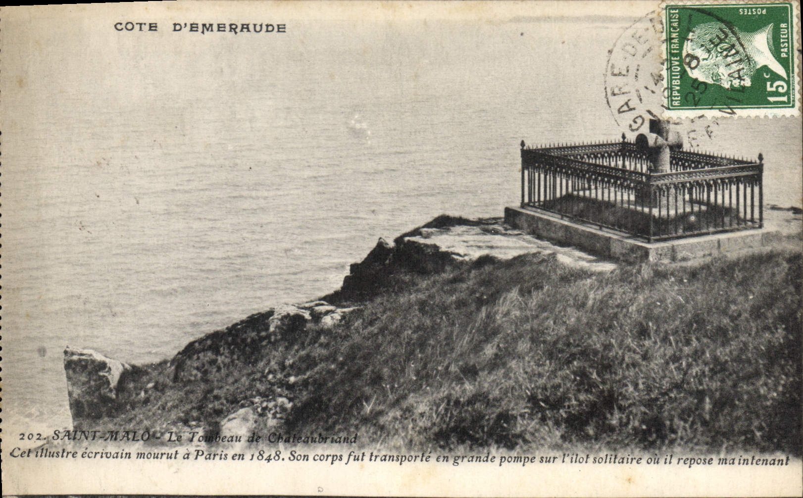Côte d'Émeraude — Grabmal von Chateaubriand — Verlag Saint-Malo, n° 202