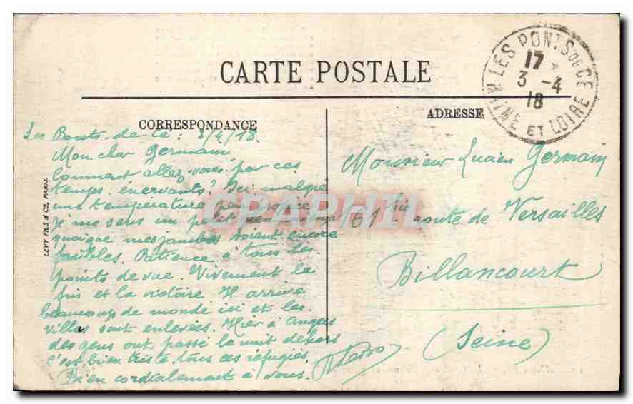 CPA Angers Le Chateau Monument historique  — Rückseite
