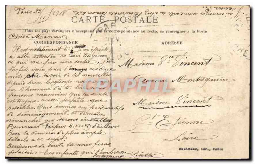 CPA 1918 L'Emprunt de la Liberation 1792 enrolement des volontaires — Rückseite